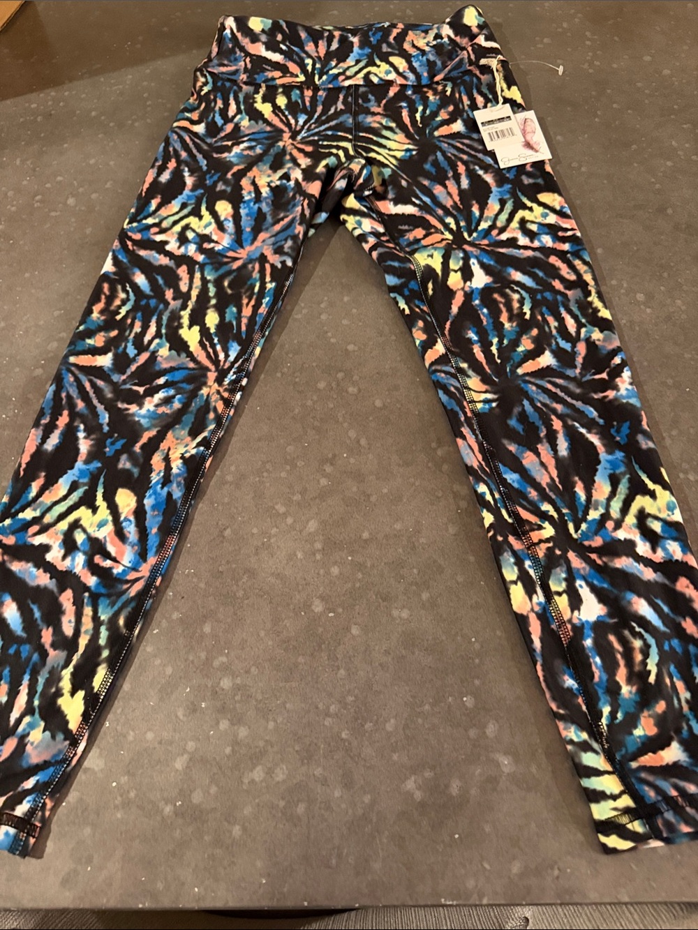 Jessica Simpson Black Multicolor Abstract Print Leggings